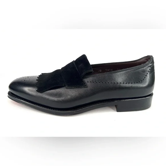 Salvatore Ferragamo Saturn Wingtip Fringe Black Leather Loafers US 7.5 - EU 41.5